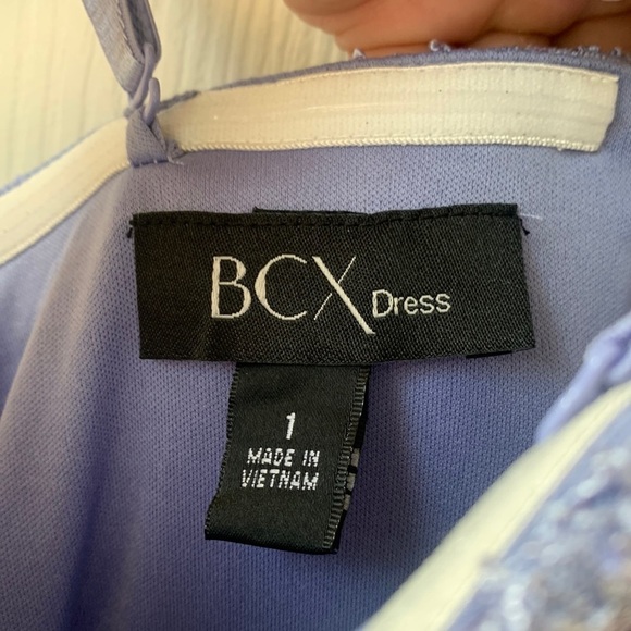 NWT BCX Dress Lace Mesh Insert Optional Strap Purple Gown size 1 XS - Picture 8 of 13